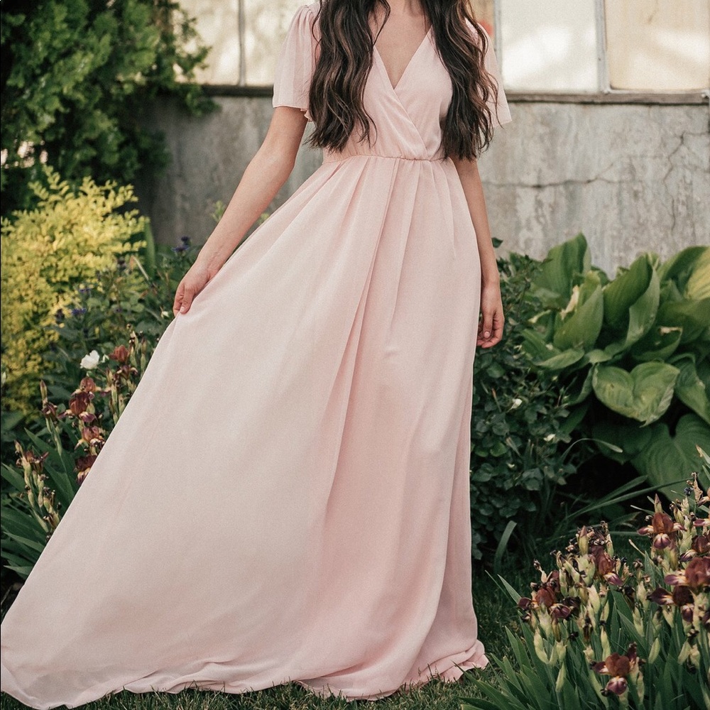 Beautiful flutter sleeve bump friendly maxi